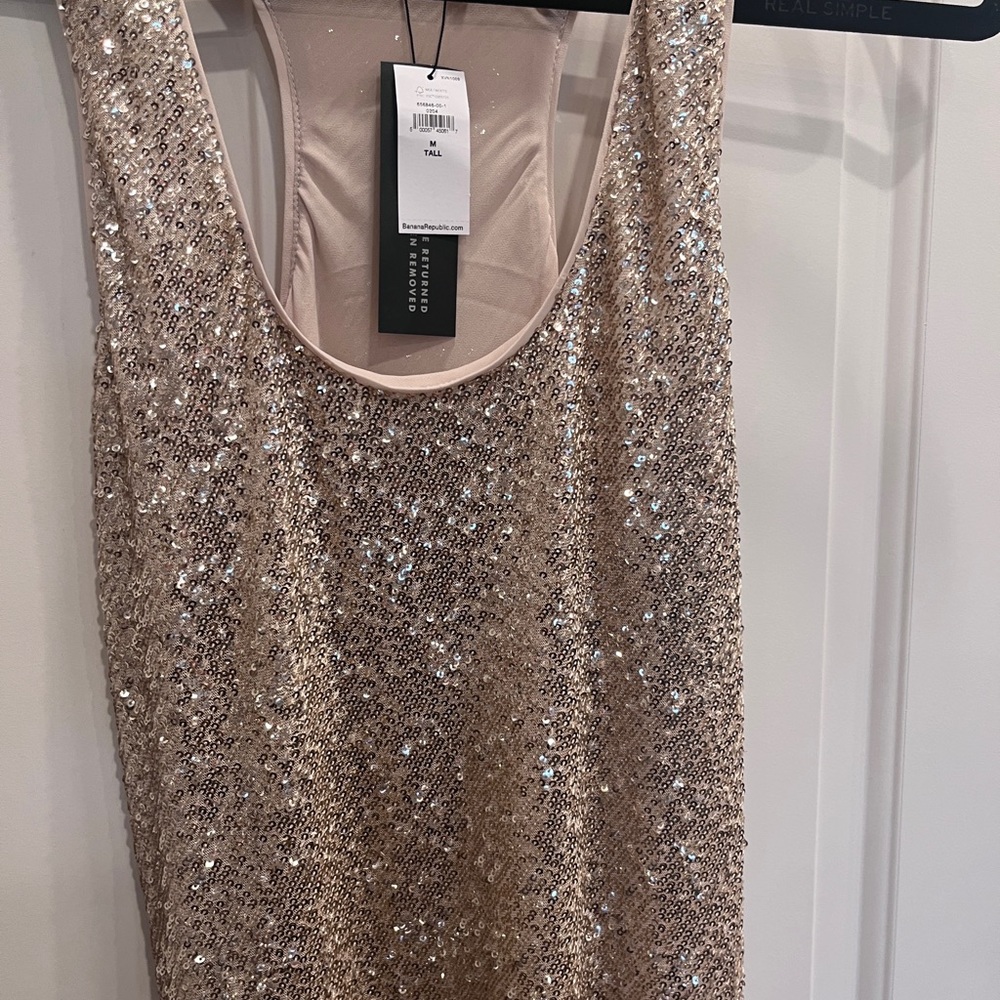 Gold sequin racer back banana republic Taylor Swift dress NWT